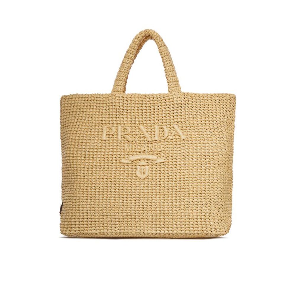 Prada Tan Woven Tote Bag